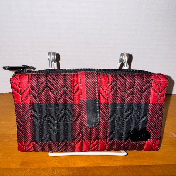 Lug Tram Quilted Wallet in Red Buffalo Check - Picture 1 of 3